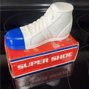 Vintage Avon Super Shoe Empty Bottle Original Box a little tape damage on end